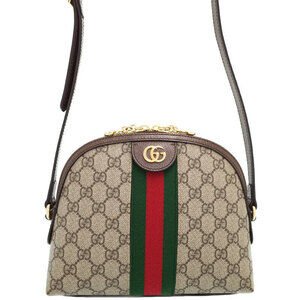 Gucci Ophidia Shoulder Bag Beige Ebony GG Supreme Canvas Brown